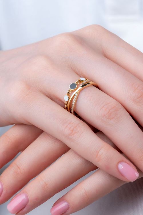 14 Ayar Altın Yuvarlak Figürlü Tasarım Yüzük