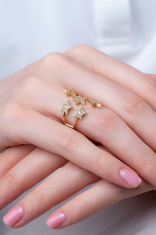 14 Ayar Altın Yıldızlı Büyük Yüzük