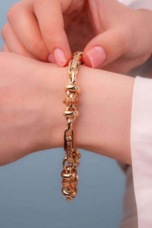 14 Ayar Altın Turuncu Taşlı Cetaş Bileklik