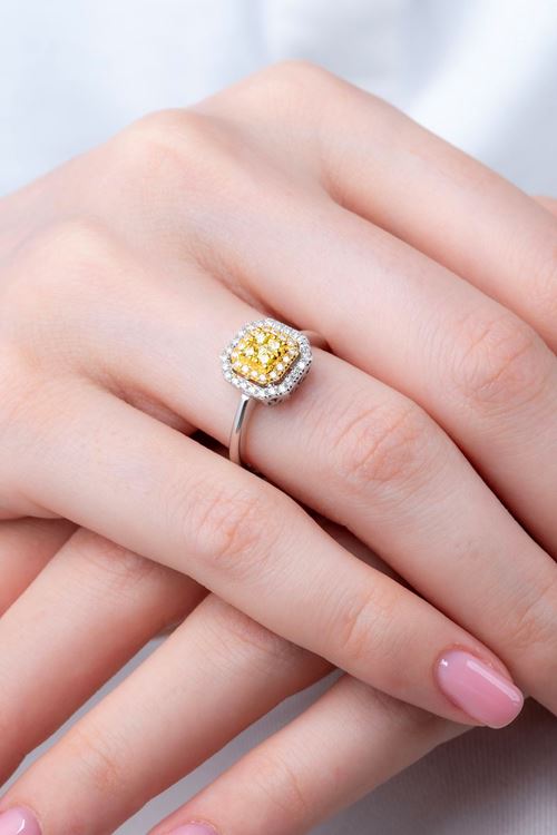 0,41 Carat Pırlanta Sarı Taşlı Coronet Yüzük