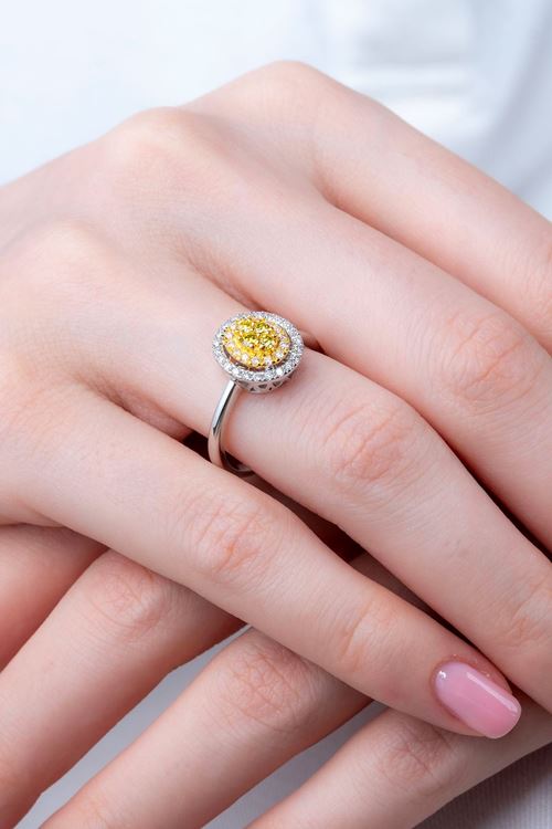 0,39 Carat Pırlanta Sarı Renkli Coronet Yüzük
