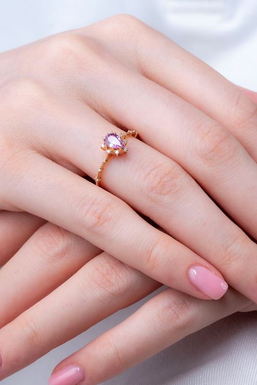 0,52 Carat Pırlanta Rose Renkli Pembe Taşlı Yüzük