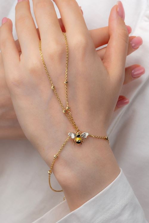 14 Ayar Altın Arı Figürlü Şahmeran Bileklik