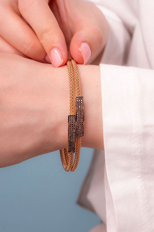 14 Ayar Rose Altın Tasarım Set Bilezik