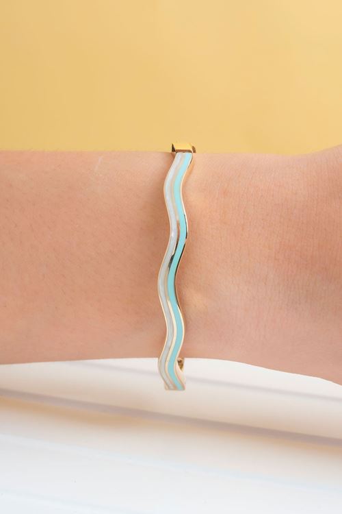 14 Ayar Altın Dalga Desen Kelepçe Bilezik