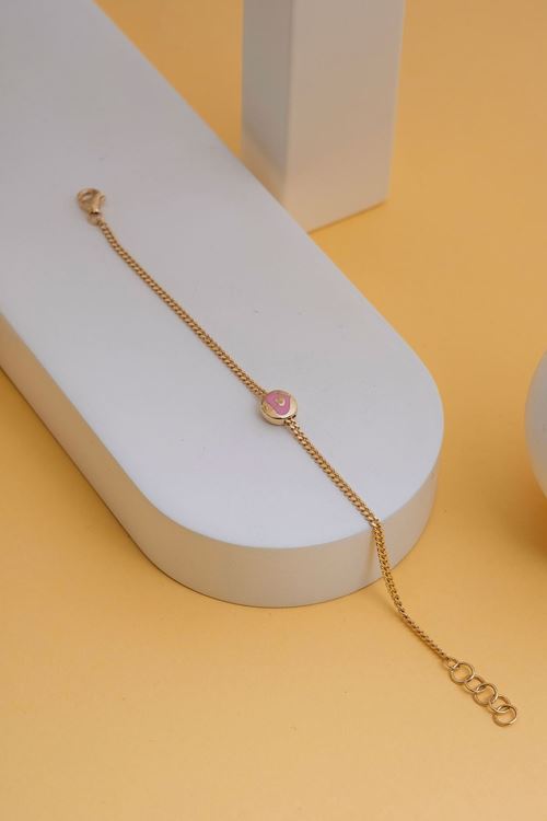 14 Ayar Altın Kalp Figürlü Çocuk Bileklik