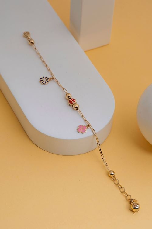 14 Ayar Altın Uğur Böceği Figürlü Bileklik