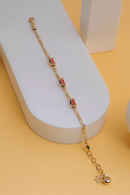 14 Ayar Altın Karpuz Figürlü Çocuk Bileklik