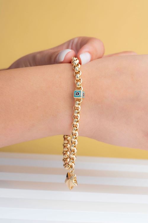 14 Ayar Sarı Altın Yıldız Figürlü Bileklik