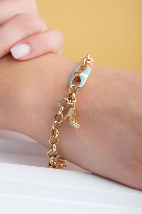 14 Ayar Sarı Altın Ayakkabı Figürlü Bileklik