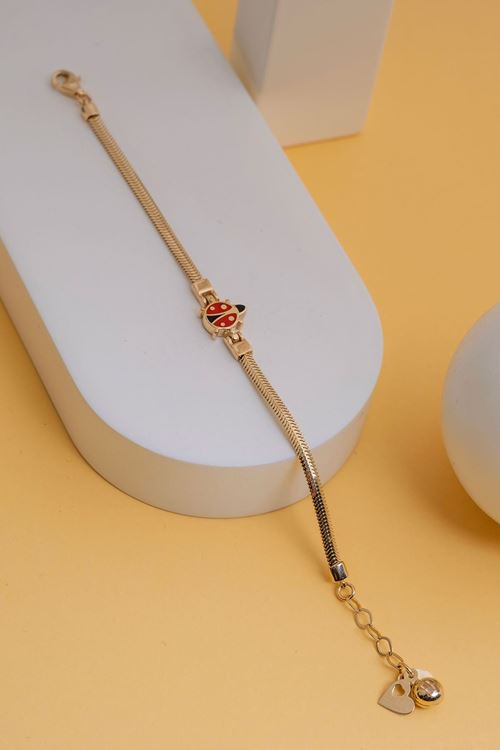 14 Ayar Altın Uğur Böceği Desenli Bileklik