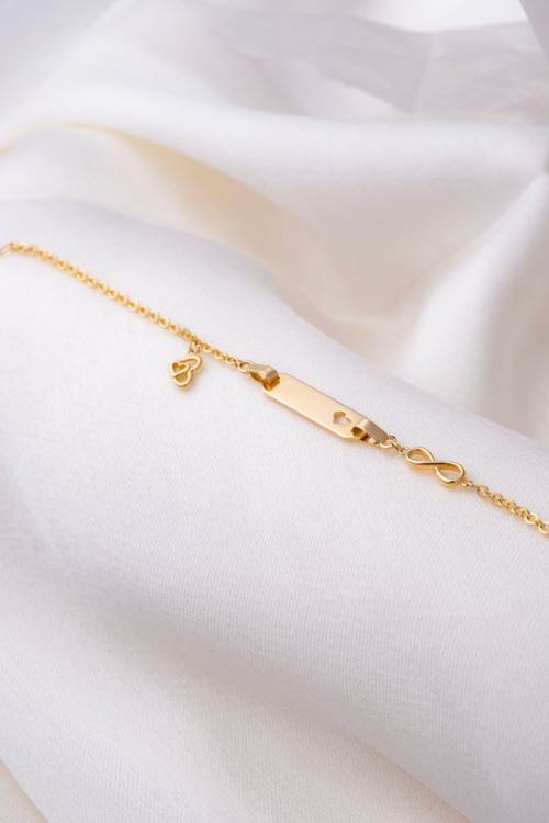 14 Ayar Altın Çocuk Kalp Sallantılı Künye 