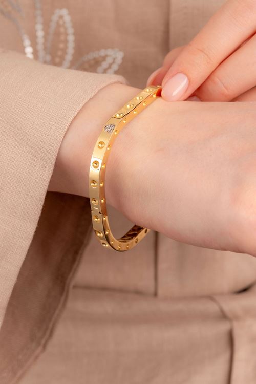 14 Ayar Altın Kare Model Tasarım Bilezik