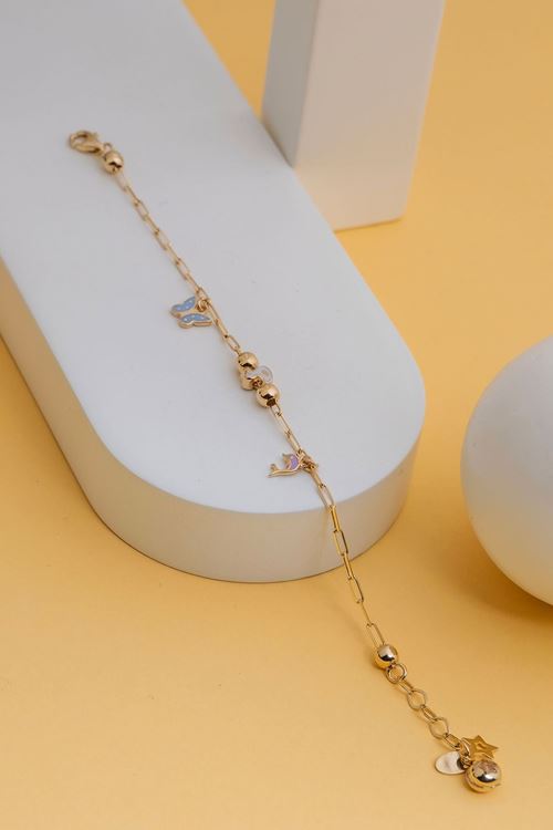 14 Ayar Altın Ördek Figürlü Çocuk Bileklik