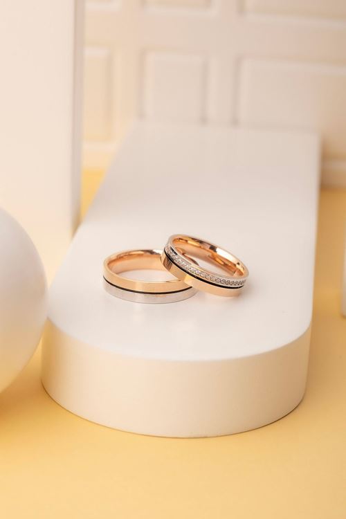 14 Ayar Rose Beyaz Altın Erkek Alyans