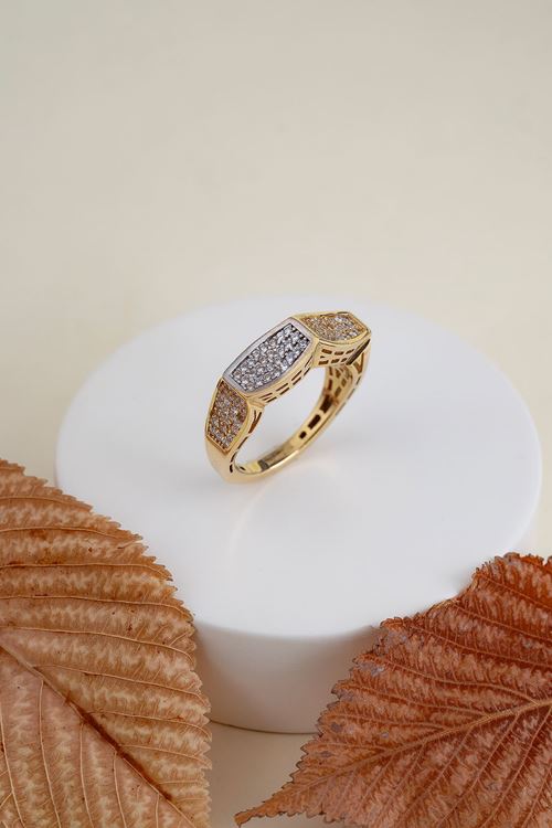 14 Ayar Yeşil Beyaz Altın Tasarım Yüzük