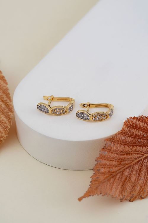 14 Ayar Yeşil Beyaz Altın Tasarım Küpe