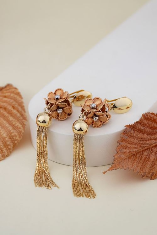 14 Ayar Üç Renk Altın Sallamalı Çiçek Yüzük