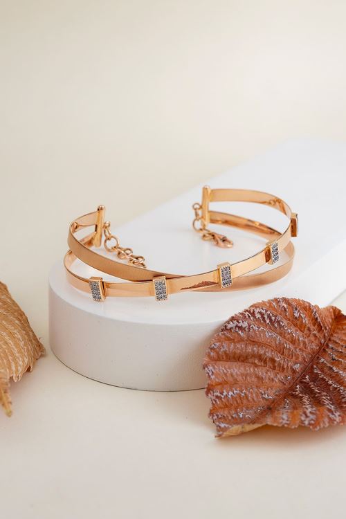 14 Ayar Rose Altın Çapraz Fantezi Bilezik