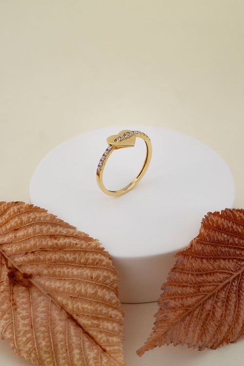 14 Ayar Altın Kalp Figürlü Çıtır Yüzük