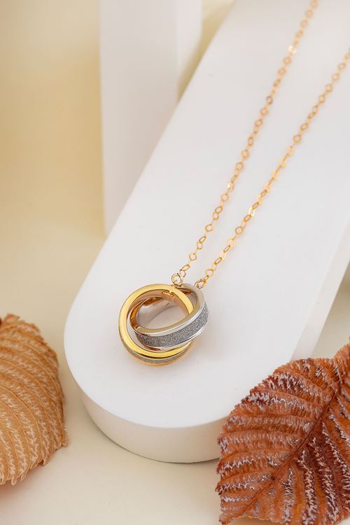 14 Ayar Yeşil Beyaz Altın Alyans Figürlü Kolye