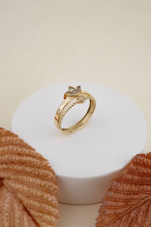 14 Ayar Altın Tasarım Taşlı Yüzük