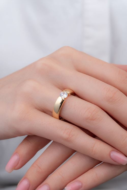 14 Ayar Altın Alyans Model Tektaş Yüzük