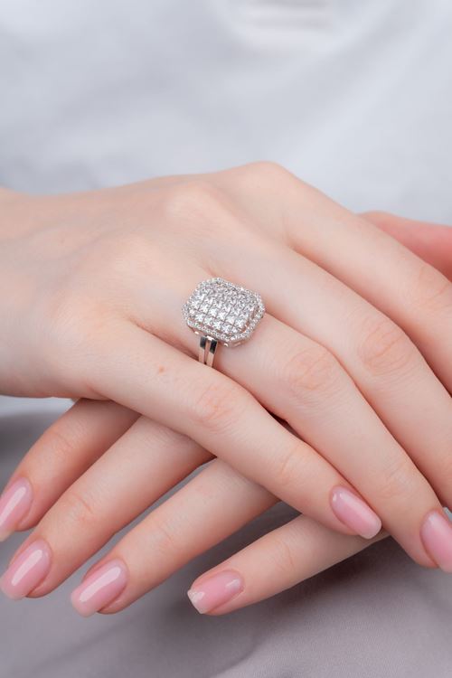 14 Ayar Beyaz Altın Coronet  Model Yüzük