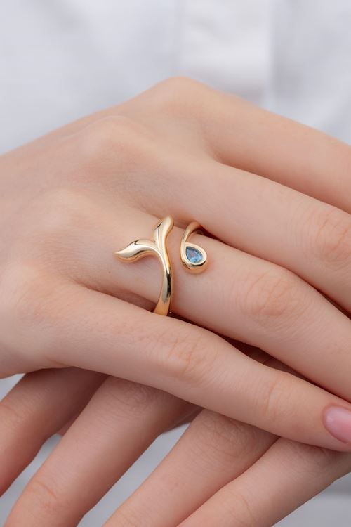 14 Ayar Altın Aqualis Koleksiyon Cetaş Yüzük