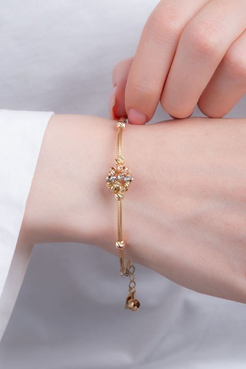 14 Ayar Üç Renkli Altın Toplu Bileklik