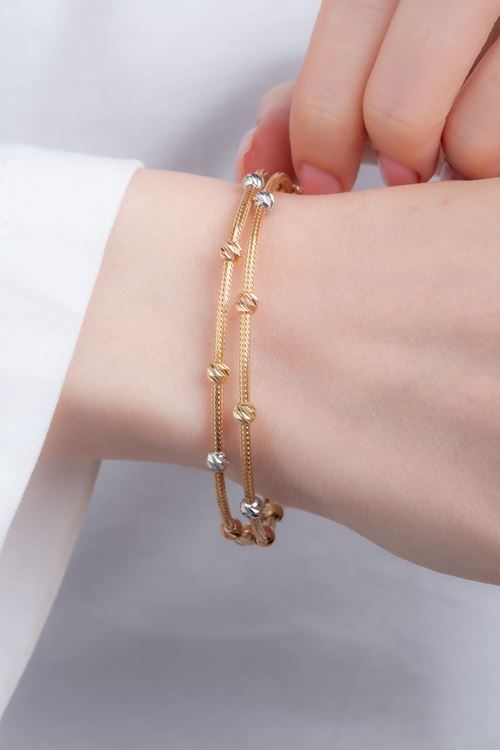 14 Ayar Sarı Altın 2 Sıra Toplu Bileklik