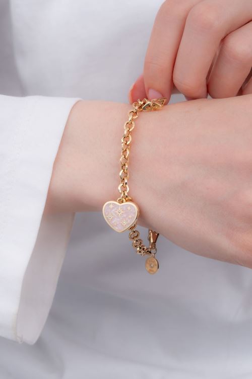 14 Ayar Altın Cetaş Pembe Kalpli Bileklik