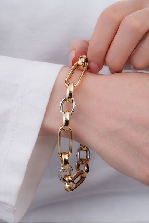 14 Ayar Sarı Beyaz Altın Hallow Bileklik