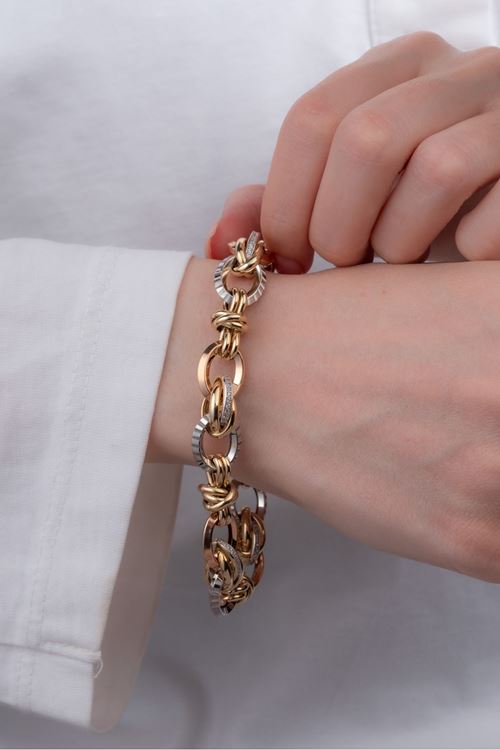 14 Ayar Üç Renkli Altın Hallow Trend Bileklik