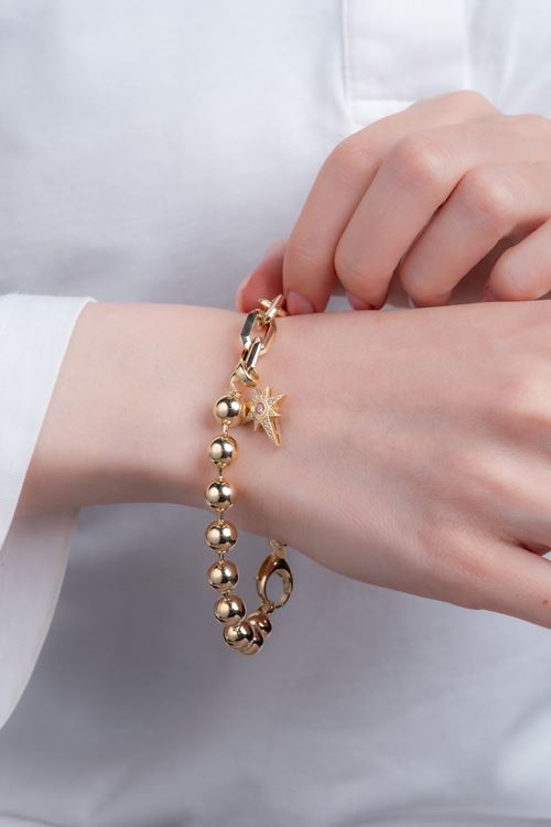 14 Ayar Altın Kutup Yıldızı Charmlı Bileklik