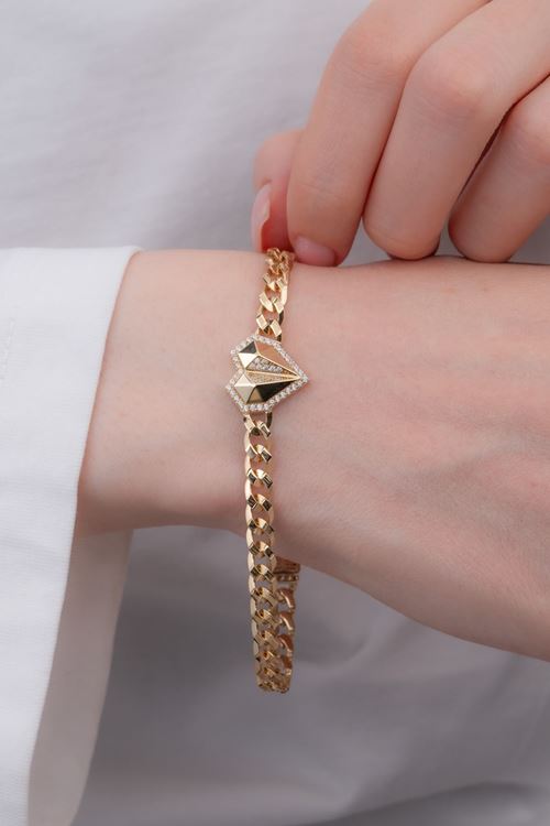 14 Ayar Altın Kalp Tasarımlı Gurmet Bileklik