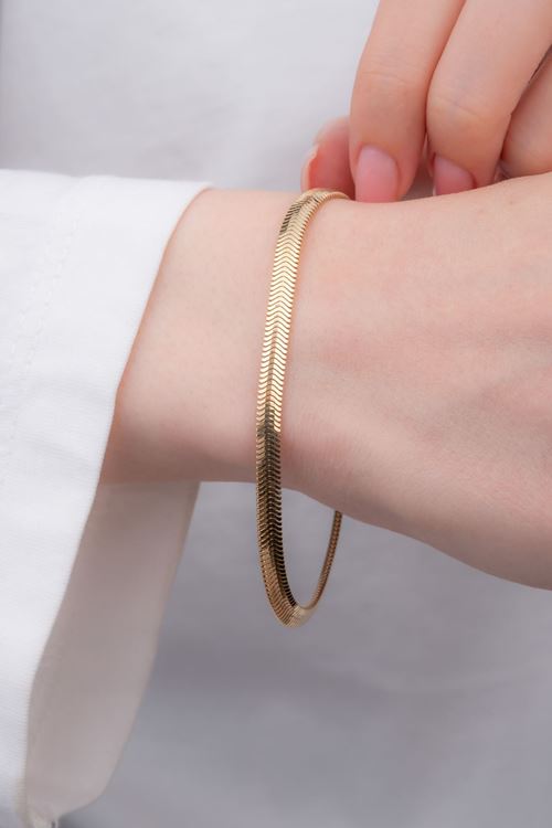 14 Ayar Altın Ezme İtalyan Model Bileklik