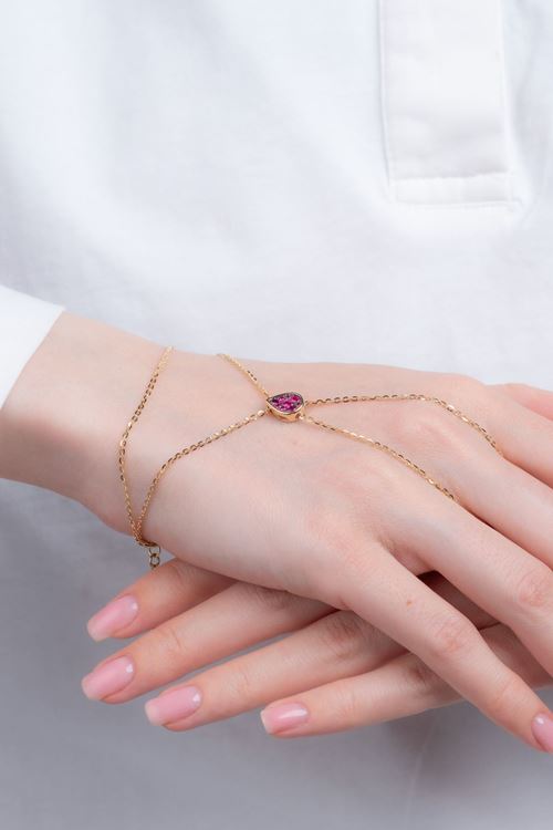 14 Ayar AltınPembe Taşlı Damla Şahmeran