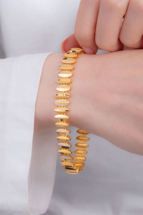 8 Ayar Sarı Altın Kalemli Tasarım Bileklik