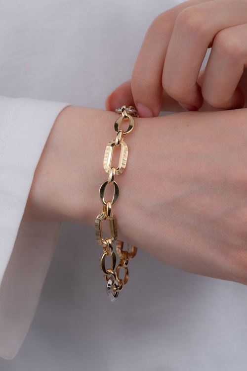 8 Ayar Sarı Beyaz Altın Hallow Bileklik