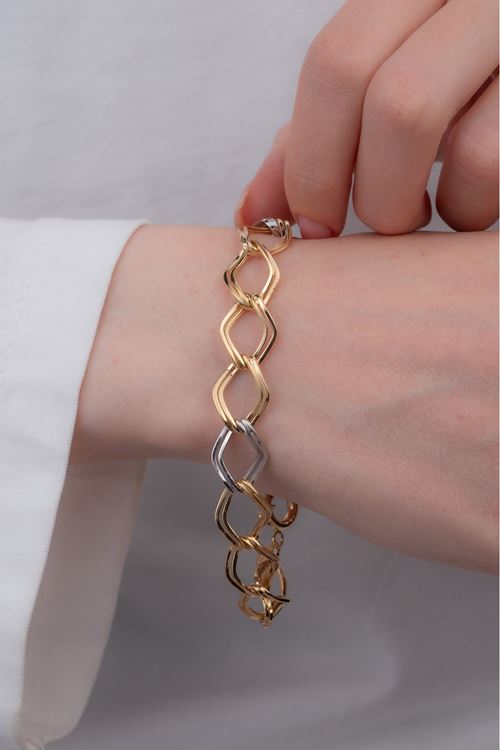 8 Ayar Sarı Beyaz Altın Hallow İnce Bileklik