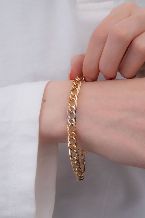 8 Ayar Sarı Beyaz Altın Tasarım Bileklik