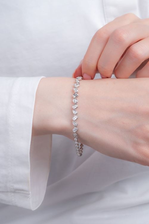 3,30 Carat Pırlanta Taşlı Su Yolu İkili Tasarım Bileklik