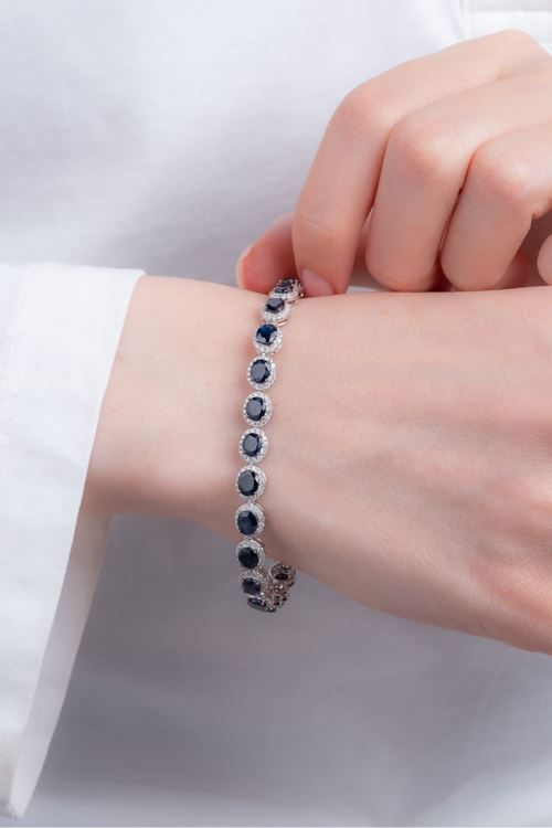 12,87 Carat Pırlanta Safir Taşlı Su Yolu Bileklik