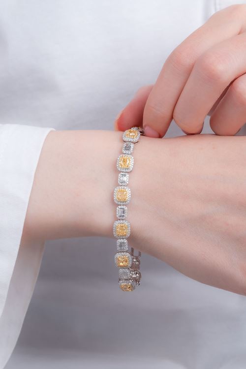 6,36 Carat Pırlanta Sarı Taşlı Sırataş Bileklik