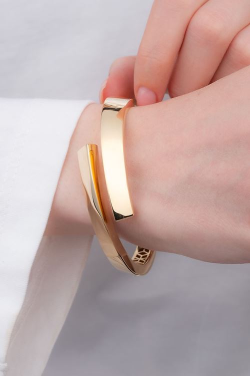 14 AYar Altın İkili Tasarım Bilezik