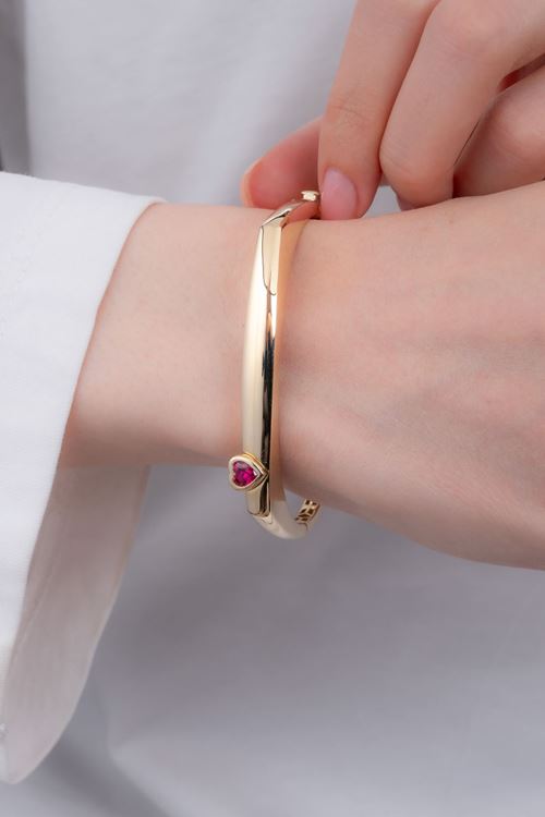 14 Ayar Altın Küçük Kalp Detaylı Bilezik