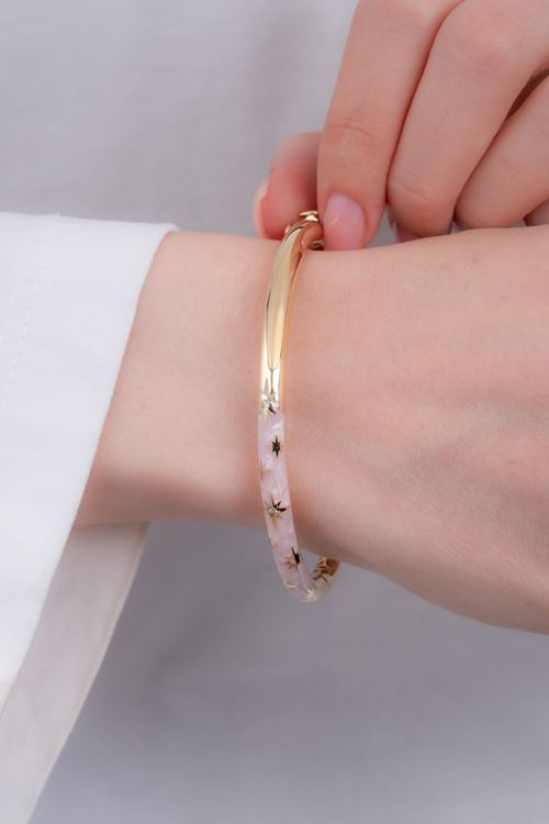 14 Ayar Altın Pembe Kutup Yıldızı Tasarım Bilezik