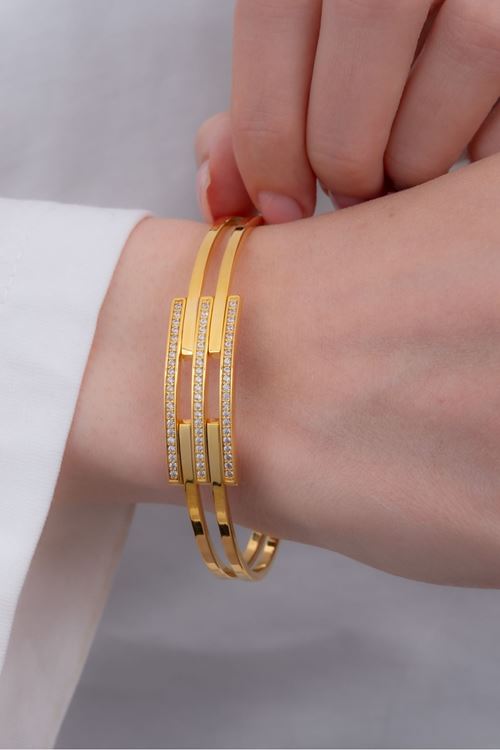 8 Ayar Sarı Altın Kaburga 3 Sıra Bilezik