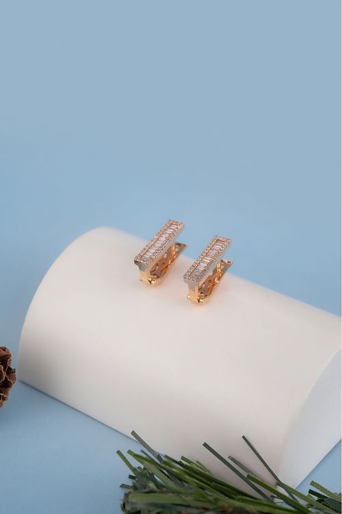 0,51 Carat Pırlanta Baget Taşlı Tasarım Küpe